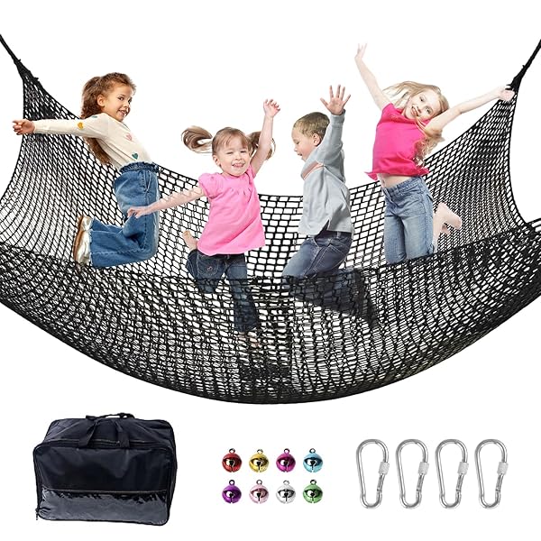 LPIW LPIW Climbing Net for Kids 9.9FT Heavy Duty Playground Safety Net for Tree House Jungle Gyms and Monkey Bars Black