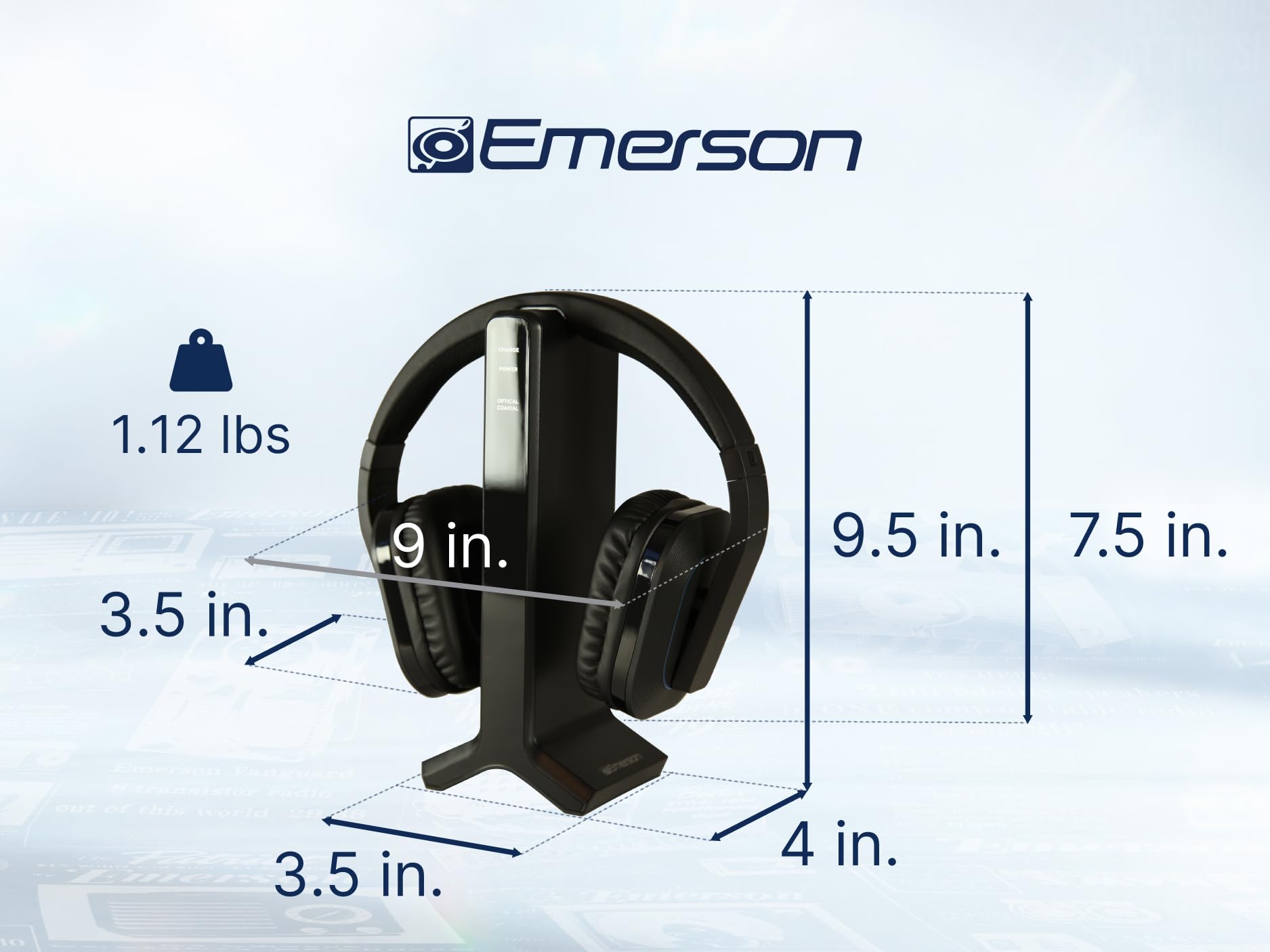 Emerson Emerson EE-9000 Wireless TV Headset with 2.4GHz RF Transmission and Noise Reduction for Clear Audio in Movies and Gaming - View 3 of 9