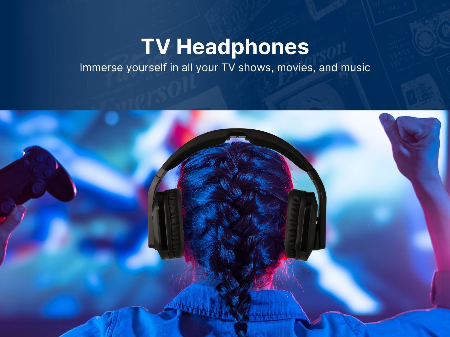 Emerson Emerson EE-9000 Wireless TV Headset with 2.4GHz RF Transmission and Noise Reduction for Clear Audio in Movies and Gaming - View 4 of 9