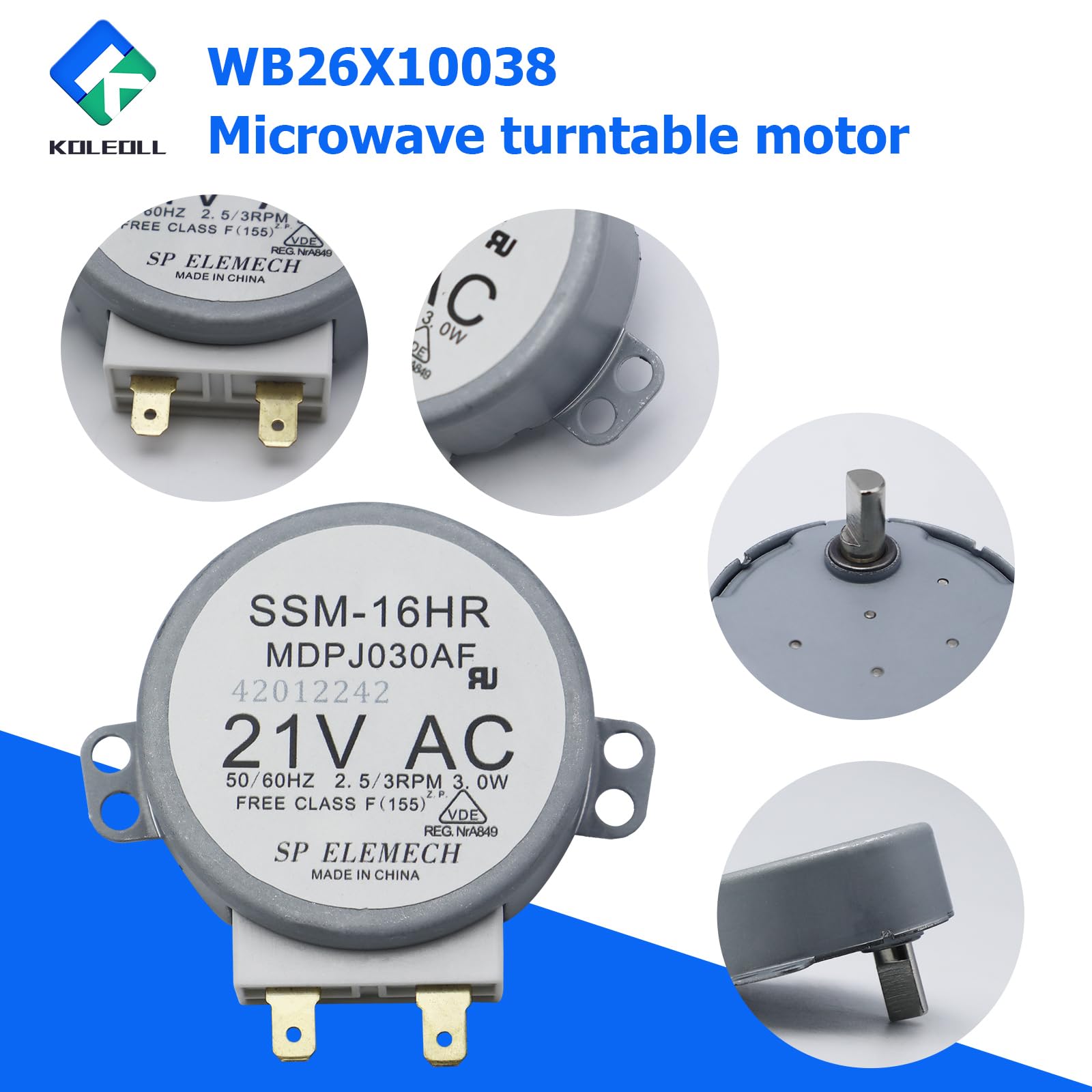 KOLEOLL KOLEOLL WB26X10038 Microwave Turntable Motor Compatible with GE Kenmore Replacement Part for Efficient Microwave Performance - View 3 of 7