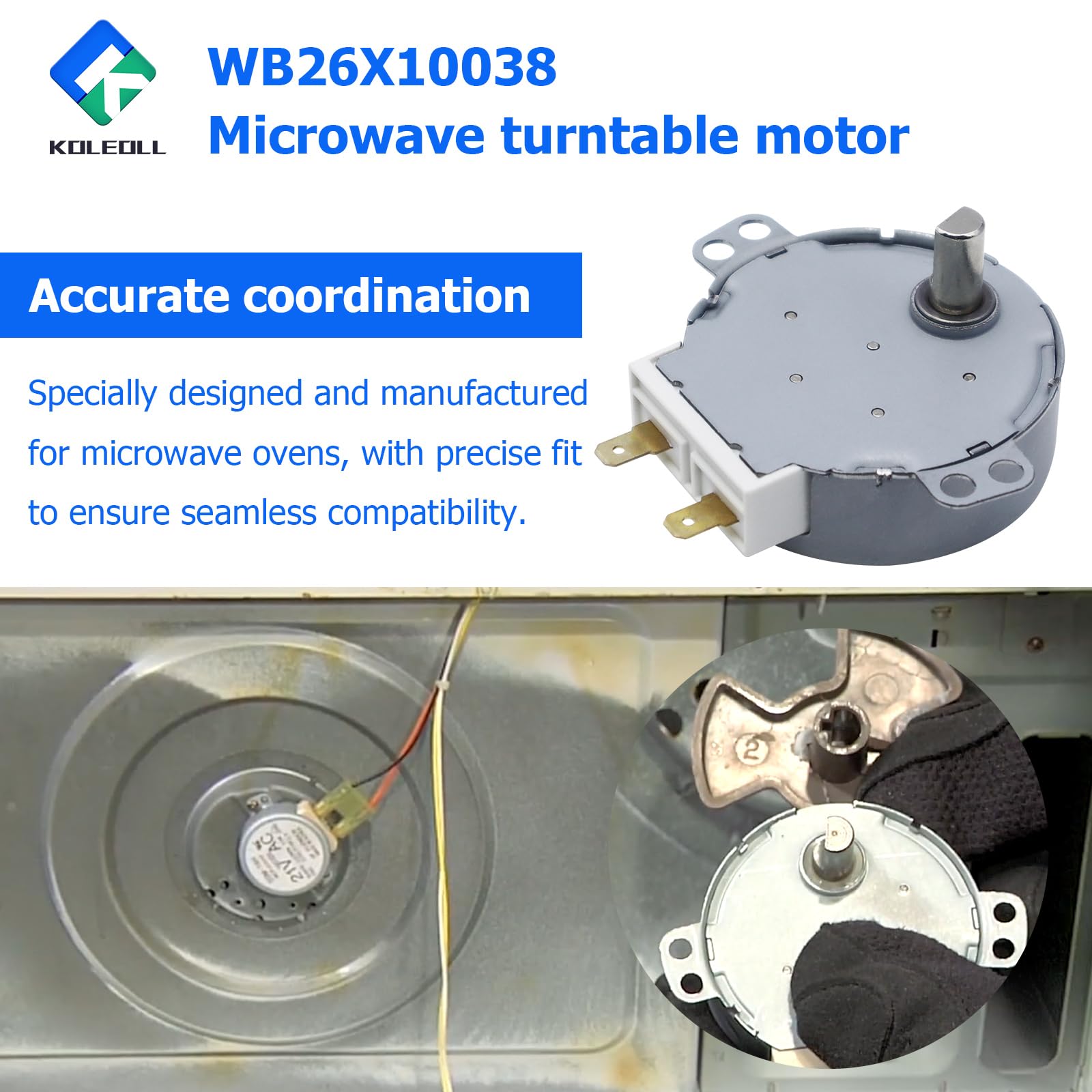 KOLEOLL KOLEOLL WB26X10038 Microwave Turntable Motor Compatible with GE Kenmore Replacement Part for Efficient Microwave Performance - View 5 of 7