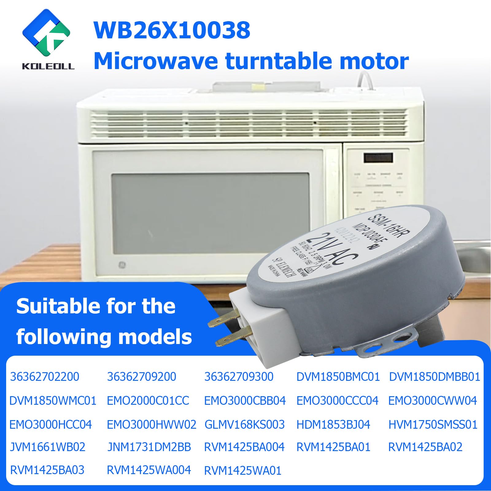 KOLEOLL KOLEOLL WB26X10038 Microwave Turntable Motor Compatible with GE Kenmore Replacement Part for Efficient Microwave Performance - View 6 of 7