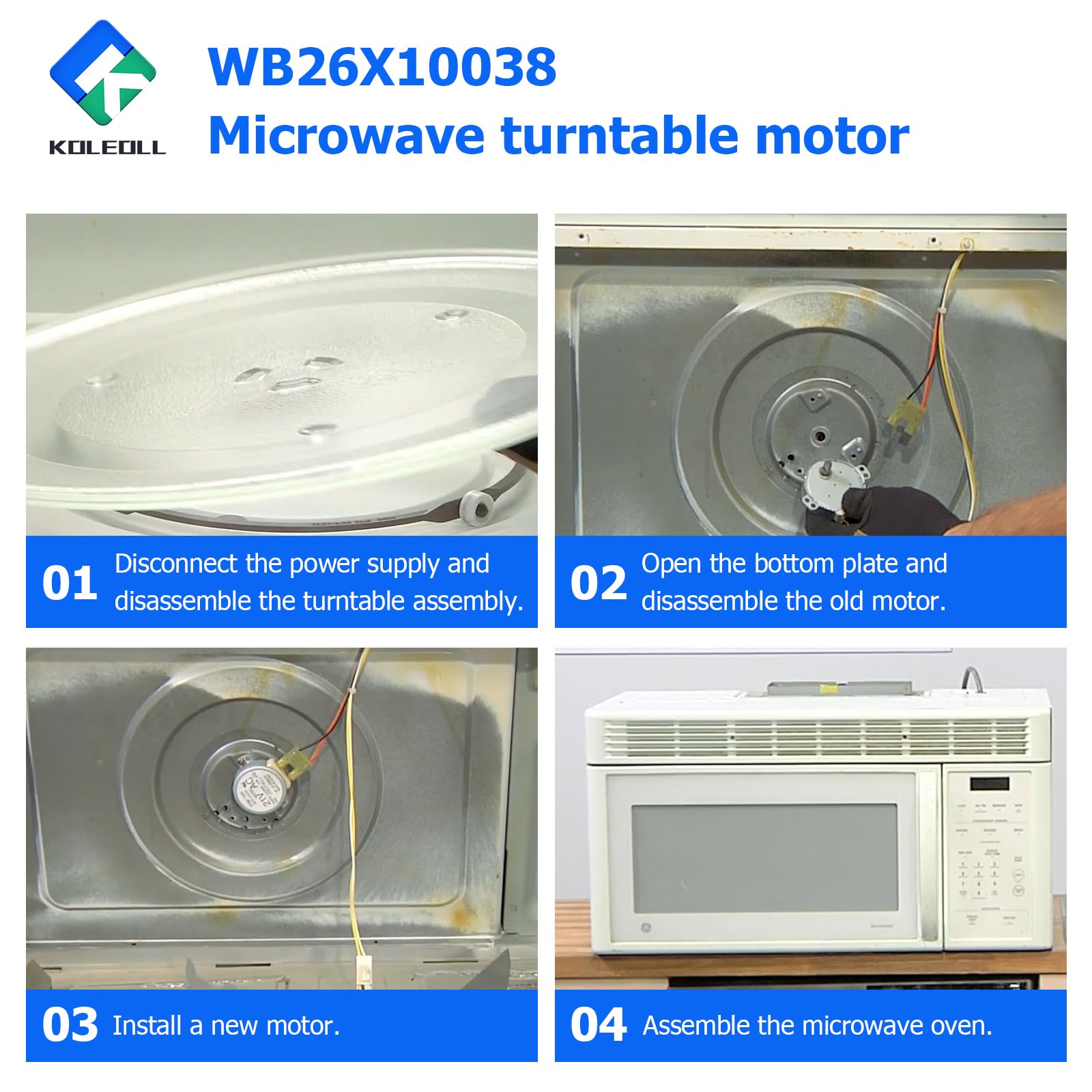 KOLEOLL KOLEOLL WB26X10038 Microwave Turntable Motor Compatible with GE Kenmore Replacement Part for Efficient Microwave Performance - View 7 of 7