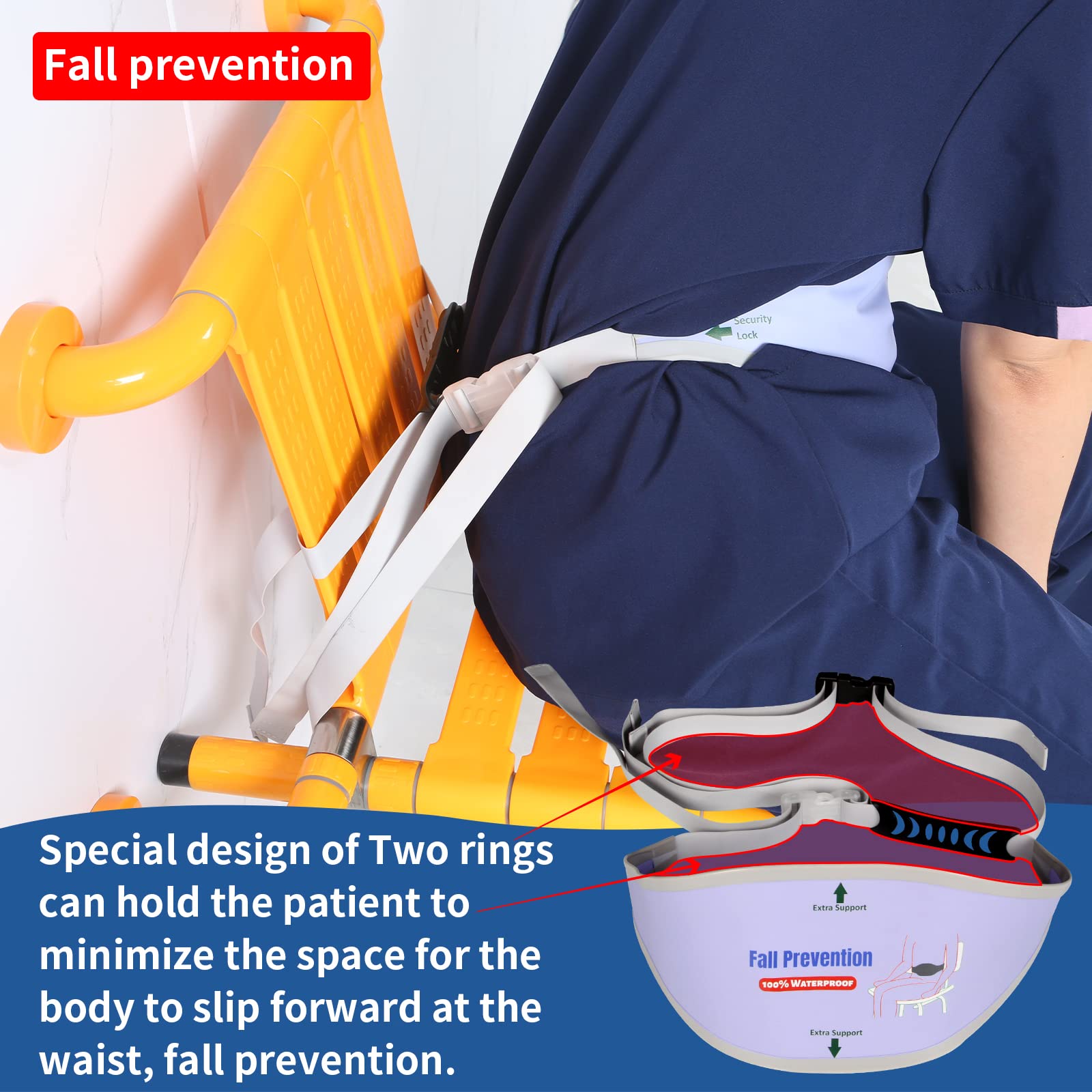 Ehucon Ehucon Elderly Shower Chair Anti-Slip Belt Universal Bath Bench for Disabled Patients Fall Prevention Nursing Care Supplies - View 3 of 7