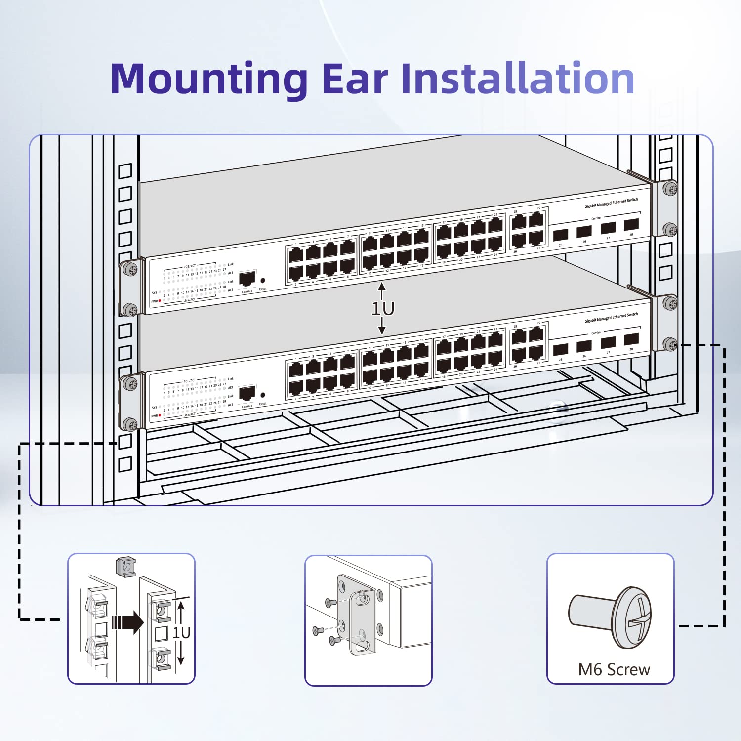 PhyinLan PhyinLan 1U Rack Mount Kit for Cisco Switches Compatible with Catalyst 3750 3750G 3750V2 and 2960 Series - View 3 of 7