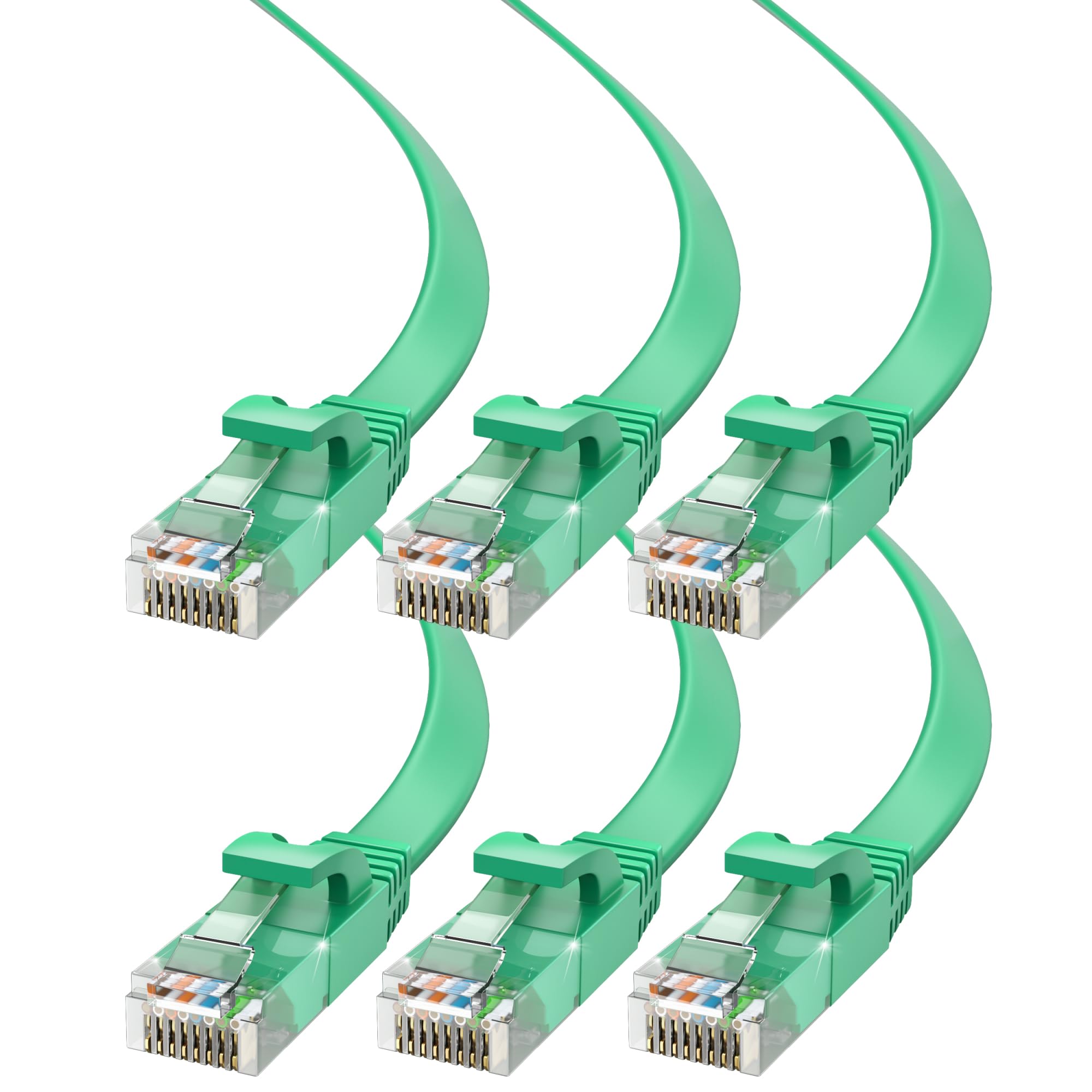 Maximm Cat 6 Ethernet Cable 2ft - Flat Design, High-Speed LAN Patch Cable, RJ45 Connectors - 6 Pack for Gaming & Streaming