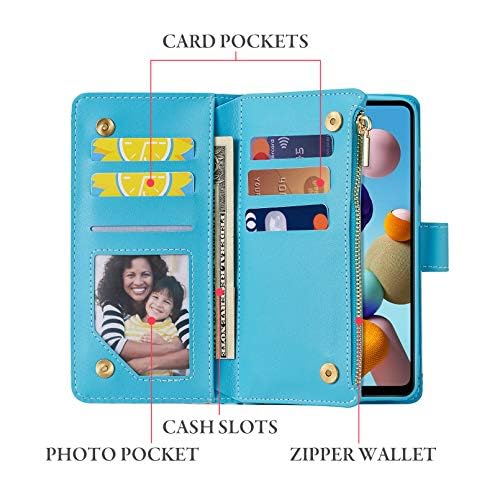 UEEBAI UEEBAI Marble Blue Wallet Case for Samsung Galaxy S24 Plus 5G PU Leather Magnetic Closure Handbag with Zipper Pocket and Card Slots - View 2 of 7