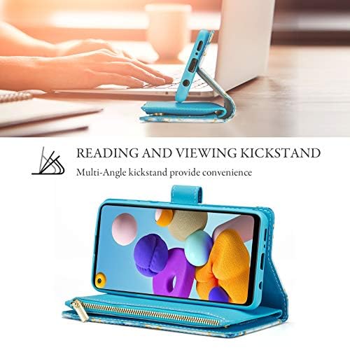 UEEBAI UEEBAI Marble Blue Wallet Case for Samsung Galaxy S24 Plus 5G PU Leather Magnetic Closure Handbag with Zipper Pocket and Card Slots - View 3 of 7