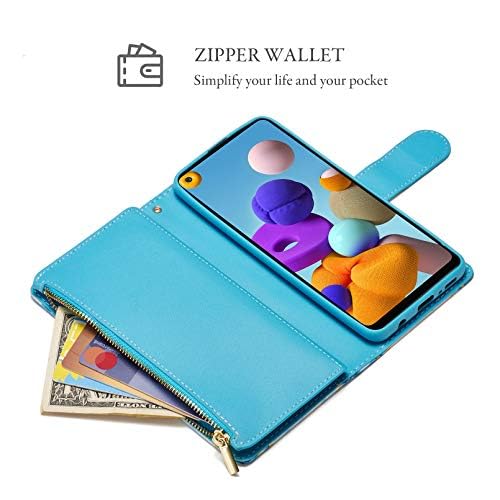 UEEBAI UEEBAI Marble Blue Wallet Case for Samsung Galaxy S24 Plus 5G PU Leather Magnetic Closure Handbag with Zipper Pocket and Card Slots - View 4 of 7