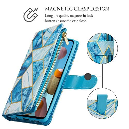 UEEBAI UEEBAI Marble Blue Wallet Case for Samsung Galaxy S24 Plus 5G PU Leather Magnetic Closure Handbag with Zipper Pocket and Card Slots - View 5 of 7