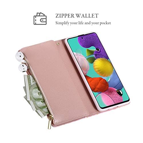 UEEBAI UEEBAI Pink Purple Wallet Case for Samsung Galaxy S24 5G PU Leather Magnetic Closure Handbag with Zipper Pocket and Card Slots - View 4 of 7