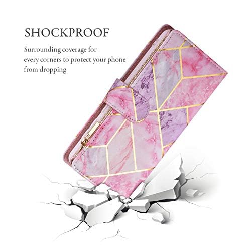 UEEBAI UEEBAI Pink Purple Wallet Case for Samsung Galaxy S24 5G PU Leather Magnetic Closure Handbag with Zipper Pocket and Card Slots - View 6 of 7