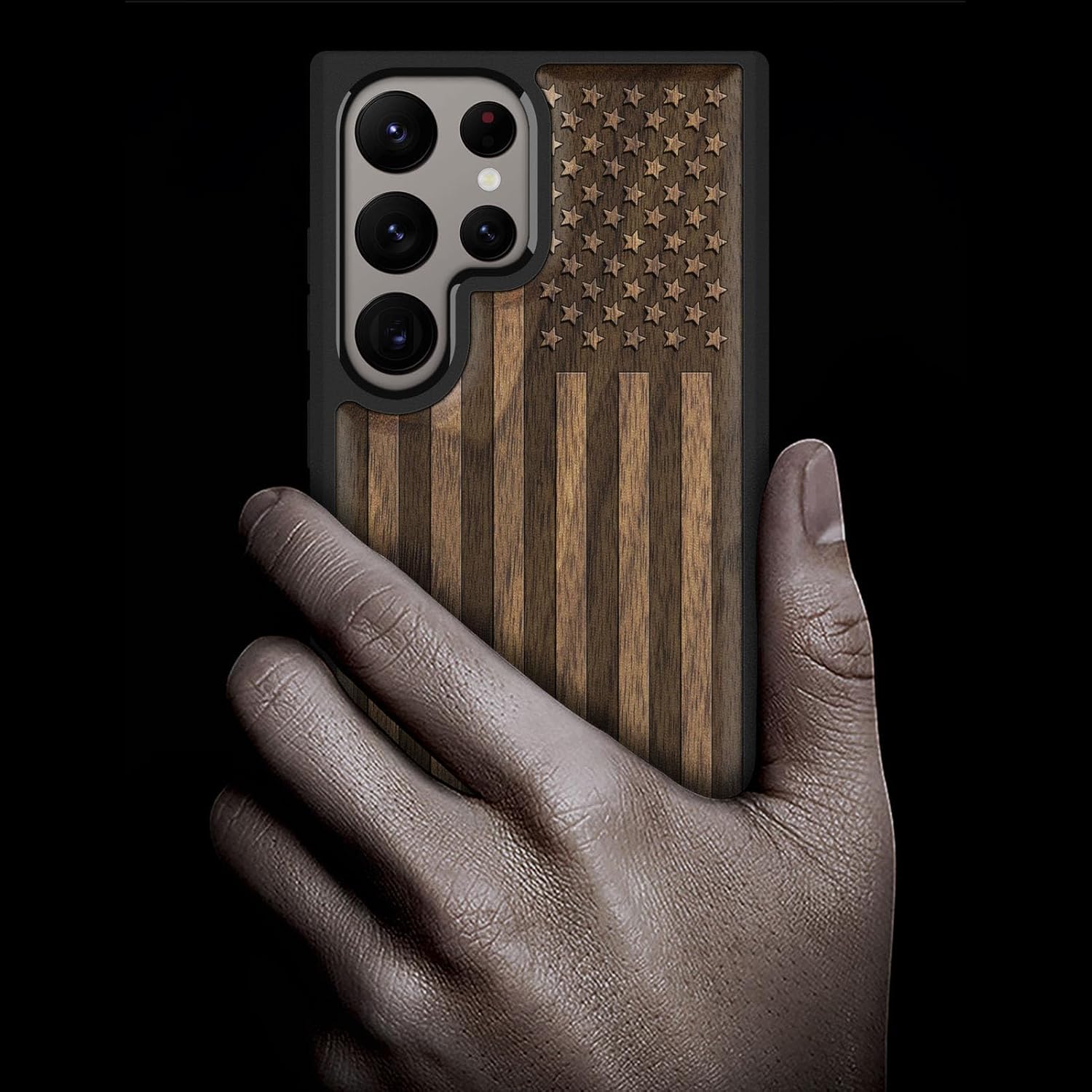 Carveit Carveit Wood Case for Galaxy S24 Ultra 2024 Natural Wood and Black Soft TPU Shockproof Protective Cover Compatible with Samsung S24 Ultra - View 2 of 9