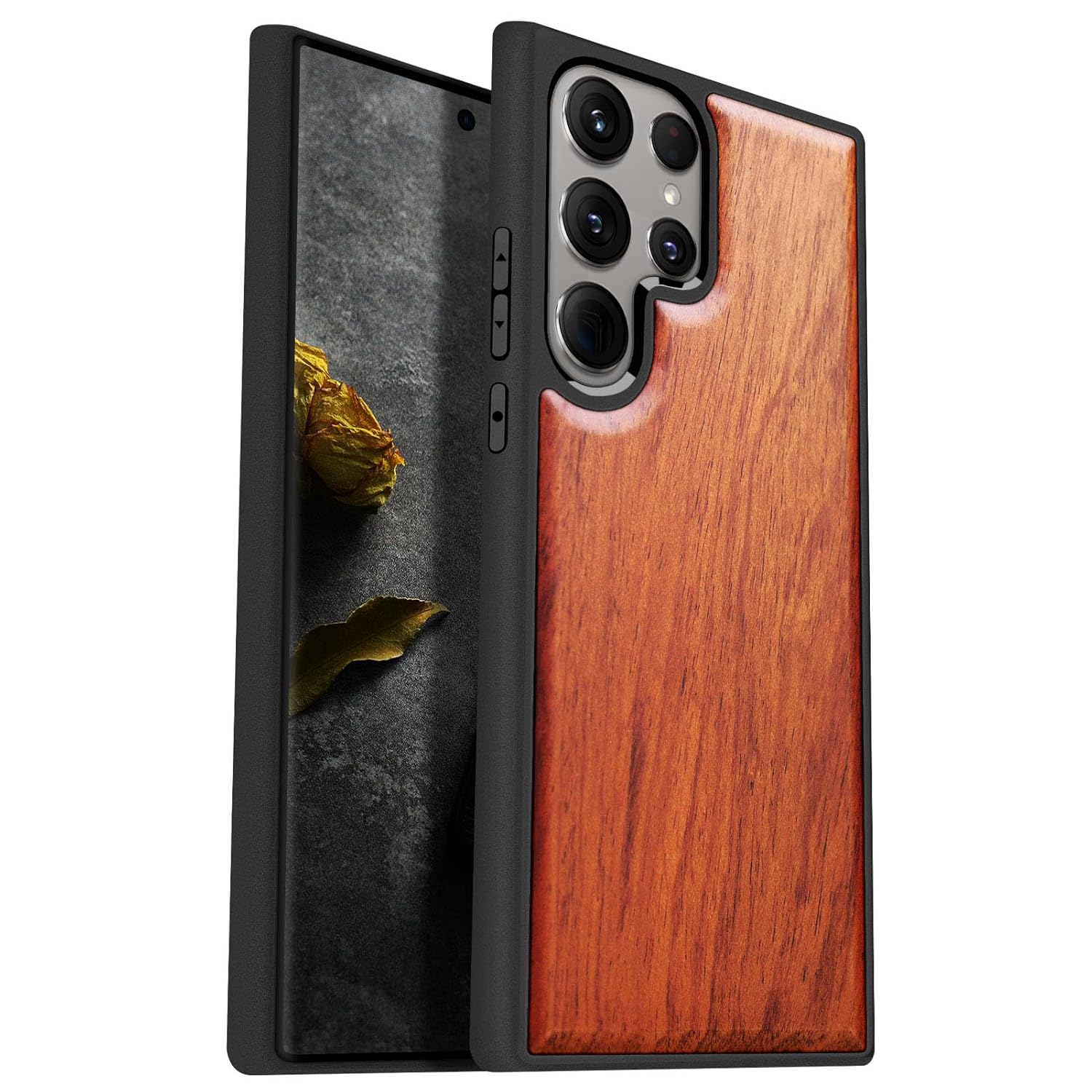 Carveit Carveit Wood Case for Galaxy S24 Ultra 2024 Natural Wood and Black Soft TPU Shockproof Protective Cover Compatible with Samsung S24 Ultra - View 8 of 9