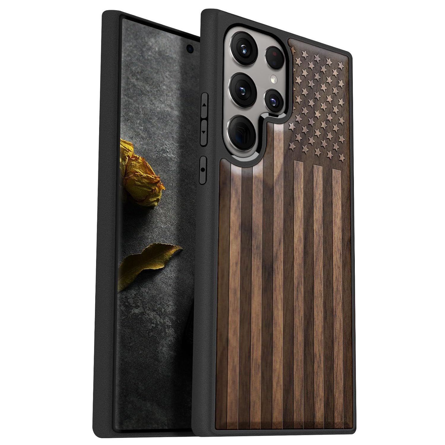 Carveit Carveit Wood Case for Galaxy S24 Ultra 2024 Natural Wood and Black Soft TPU Shockproof Protective Cover Compatible with Samsung S24 Ultra