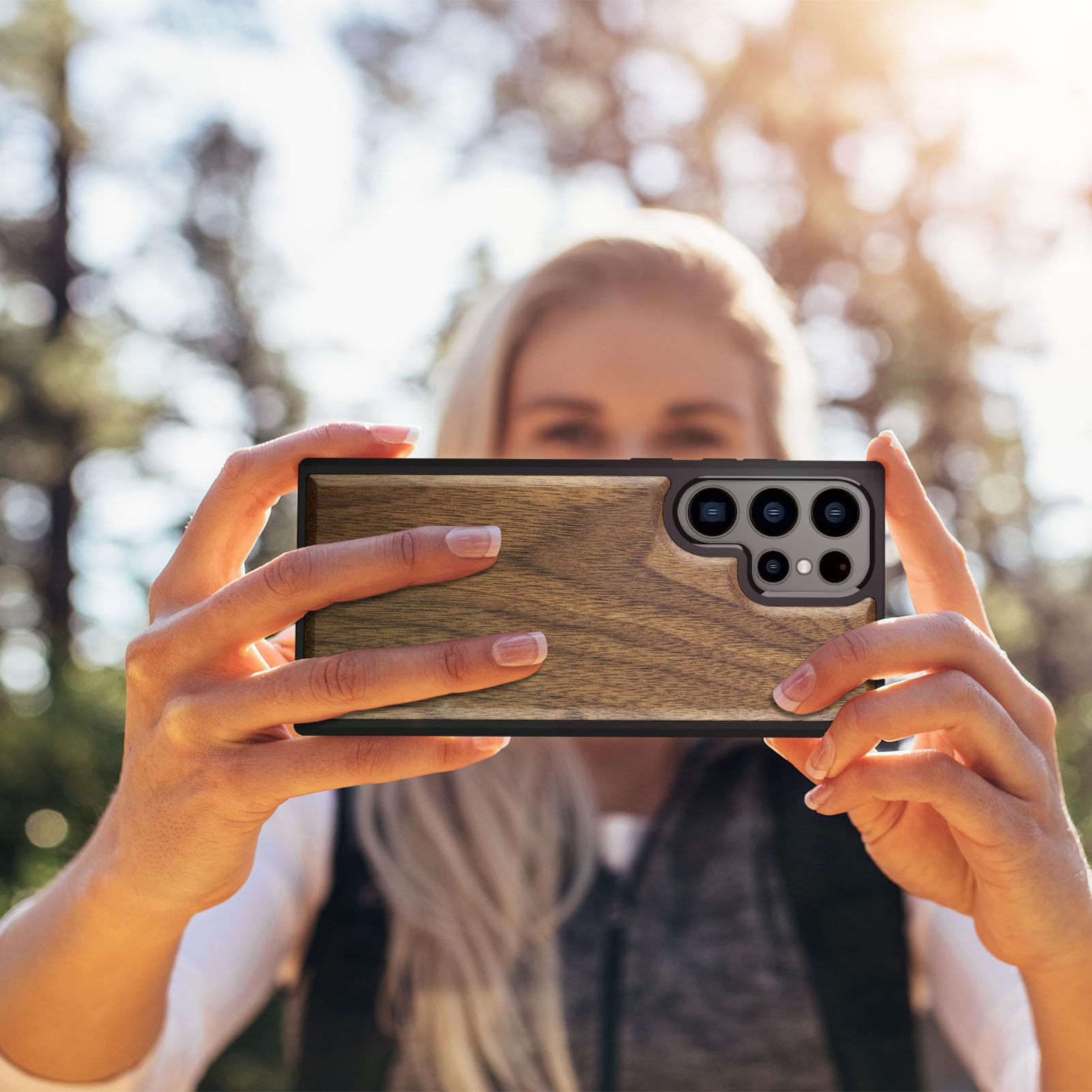 Carveit Carveit Wood Case for Galaxy S24 Ultra 2024 Natural Wood and Black Soft TPU Shockproof Protective Cover Compatible with Samsung S24 Ultra - View 5 of 7