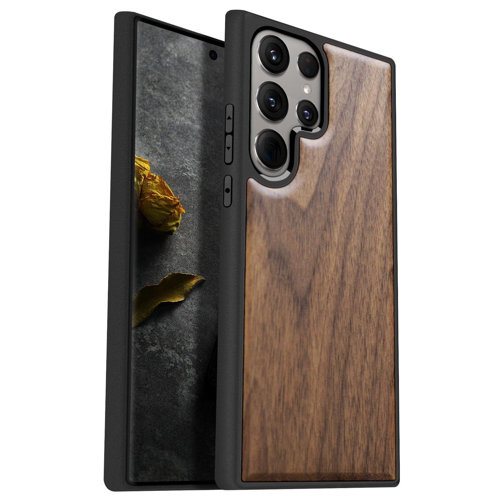 Carveit Wood Case for Galaxy S24 Ultra 2024 Natural Wood and Black Soft TPU Shockproof Protective Cover Compatible with Samsung S24 Ultra