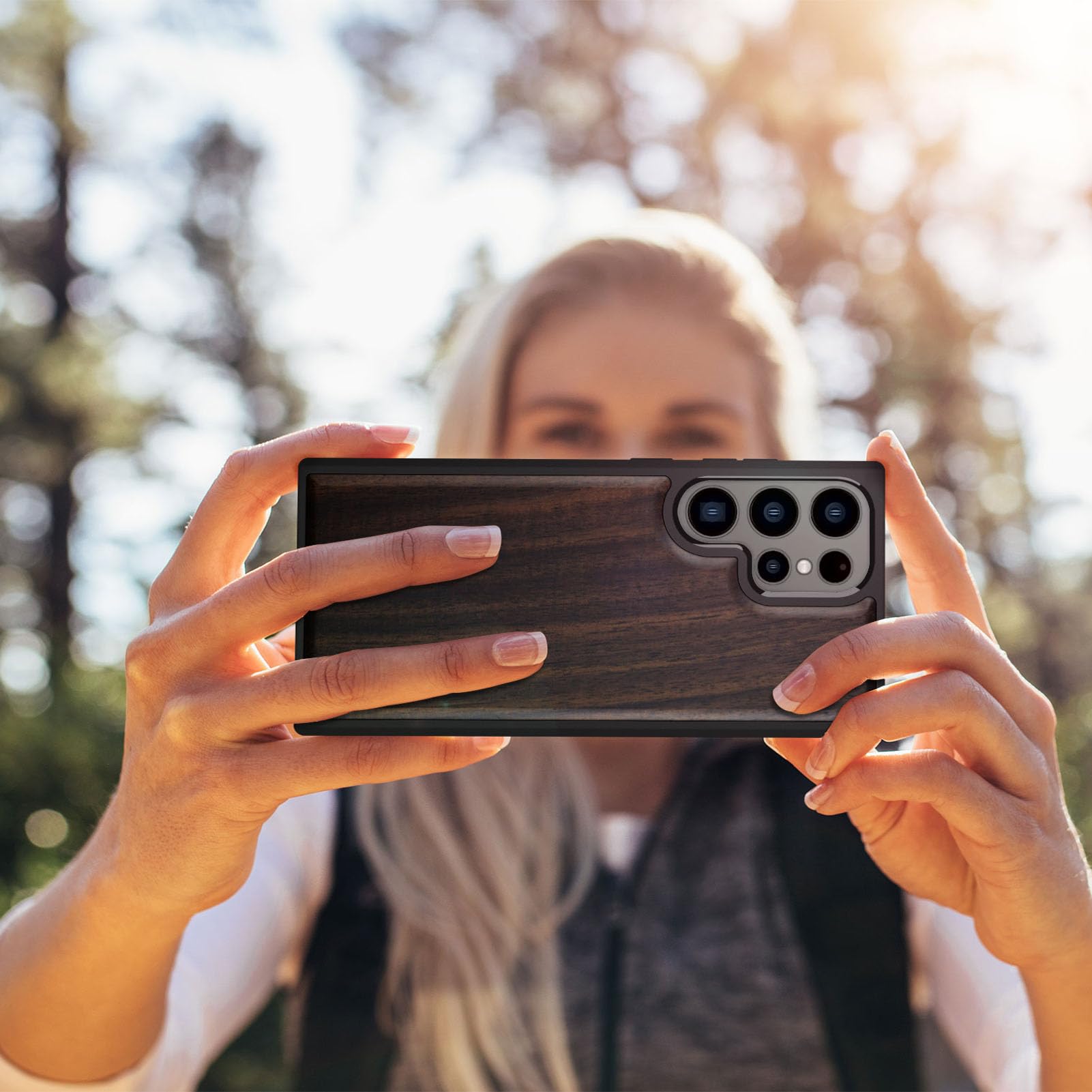 Carveit Carveit Wood Case for Galaxy S24 Ultra 2024 Natural Wood and Black Soft TPU Shockproof Protective Cover Compatible with Samsung S24 Ultra - View 5 of 7