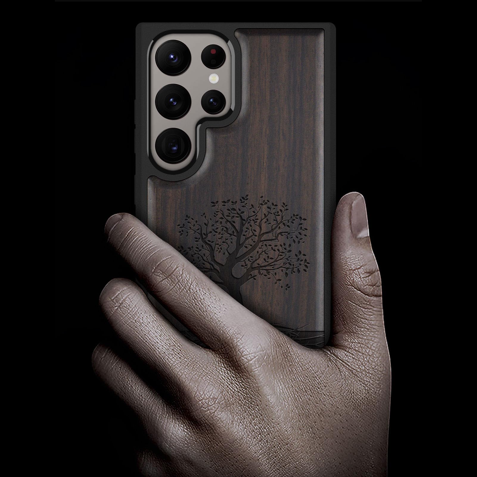 Carveit Carveit Wood Case for Galaxy S24 Ultra 2024 Natural Wood and Black Soft TPU Shockproof Protective Cover Compatible with Samsung S24 Ultra - View 2 of 7