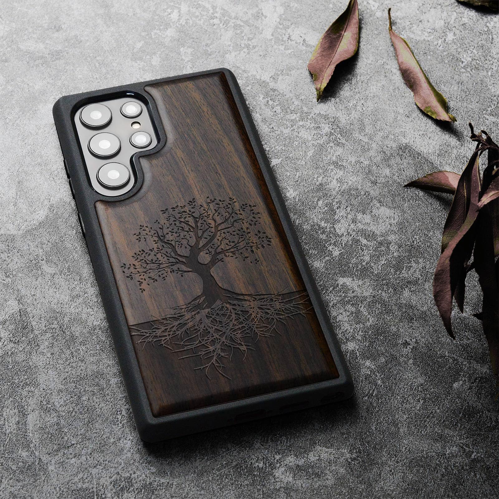 Carveit Carveit Wood Case for Galaxy S24 Ultra 2024 Natural Wood and Black Soft TPU Shockproof Protective Cover Compatible with Samsung S24 Ultra - View 3 of 7