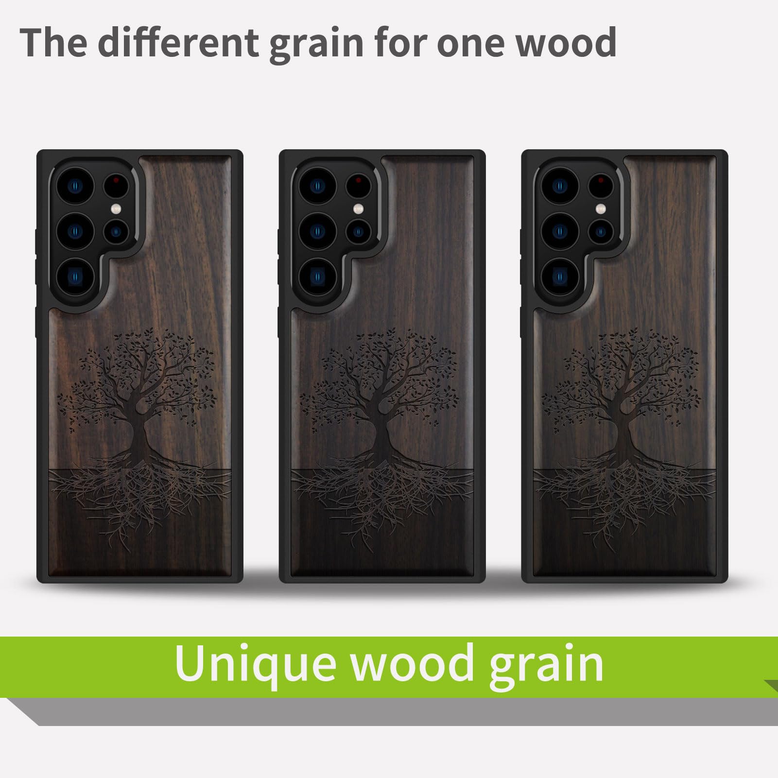 Carveit Carveit Wood Case for Galaxy S24 Ultra 2024 Natural Wood and Black Soft TPU Shockproof Protective Cover Compatible with Samsung S24 Ultra - View 7 of 7