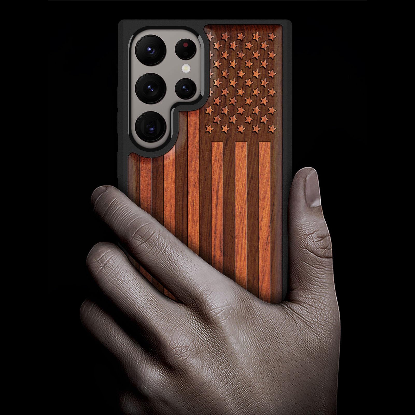 Carveit Carveit Wood Case for Galaxy S24 Ultra 2024 Natural Wood and Black Soft TPU Shockproof Protective Cover Compatible with Samsung S24 Ultra - View 2 of 7