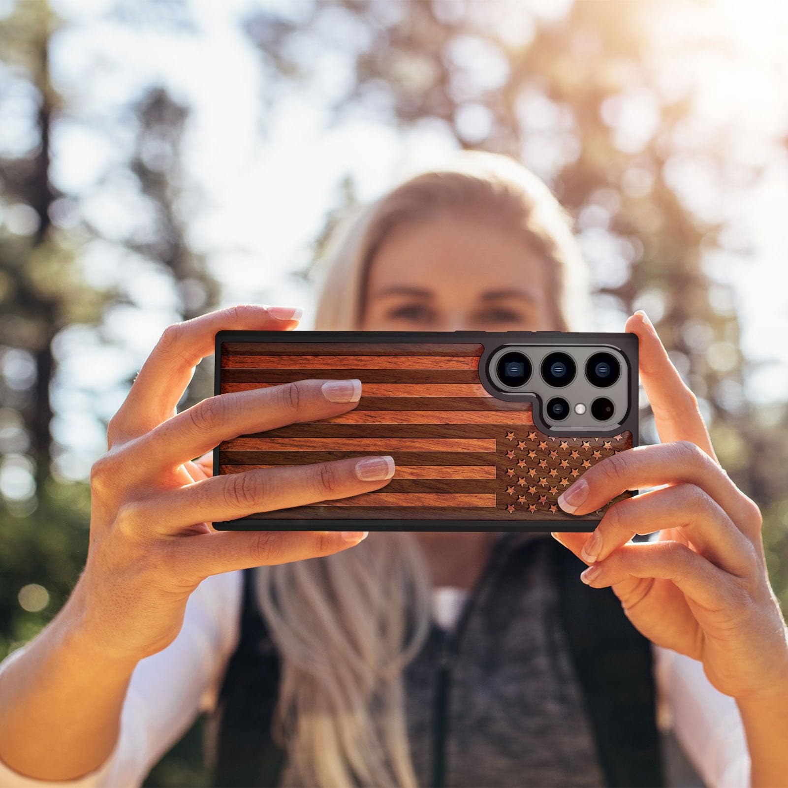 Carveit Carveit Wood Case for Galaxy S24 Ultra 2024 Natural Wood and Black Soft TPU Shockproof Protective Cover Compatible with Samsung S24 Ultra - View 5 of 7