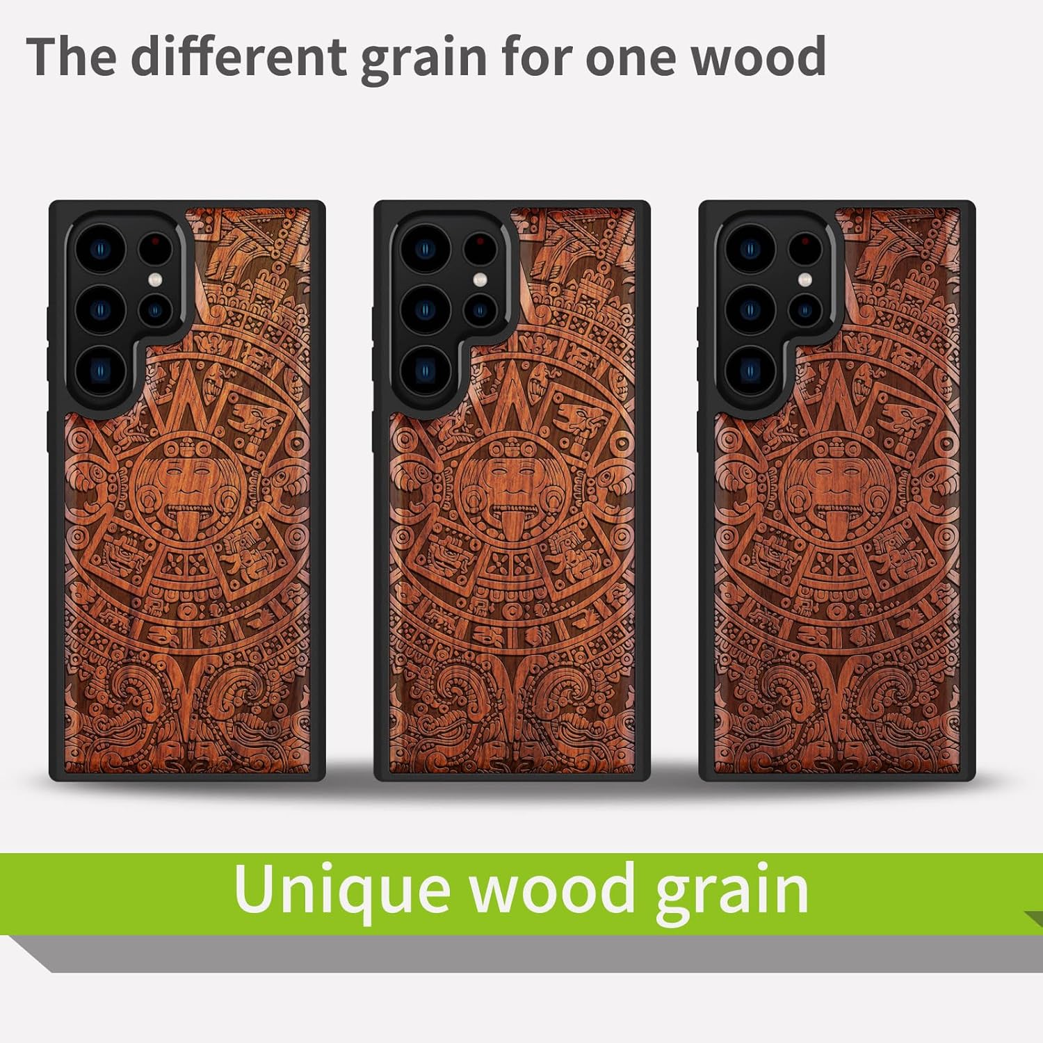 Carveit Carveit Wood Case for Galaxy S24 Ultra 2024 Natural Wood and Black Soft TPU Shockproof Protective Cover Unique Design Compatible with Samsung S24 Ultra - View 7 of 9