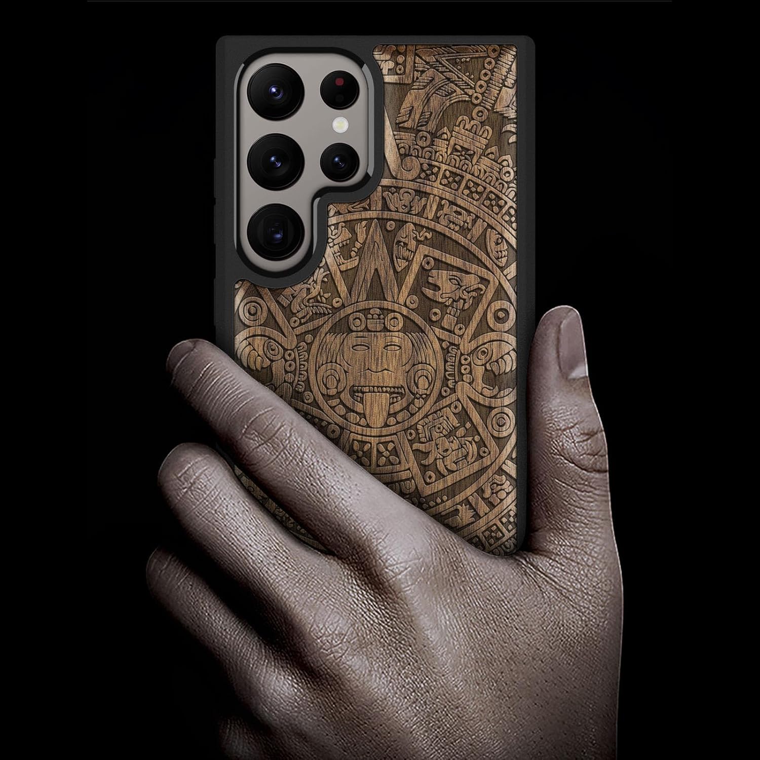 Carveit Carveit Wood Case for Galaxy S24 Ultra 2024 Natural Wood and Black Soft TPU Shockproof Protective Cover Compatible with Samsung S24 Ultra - View 2 of 9