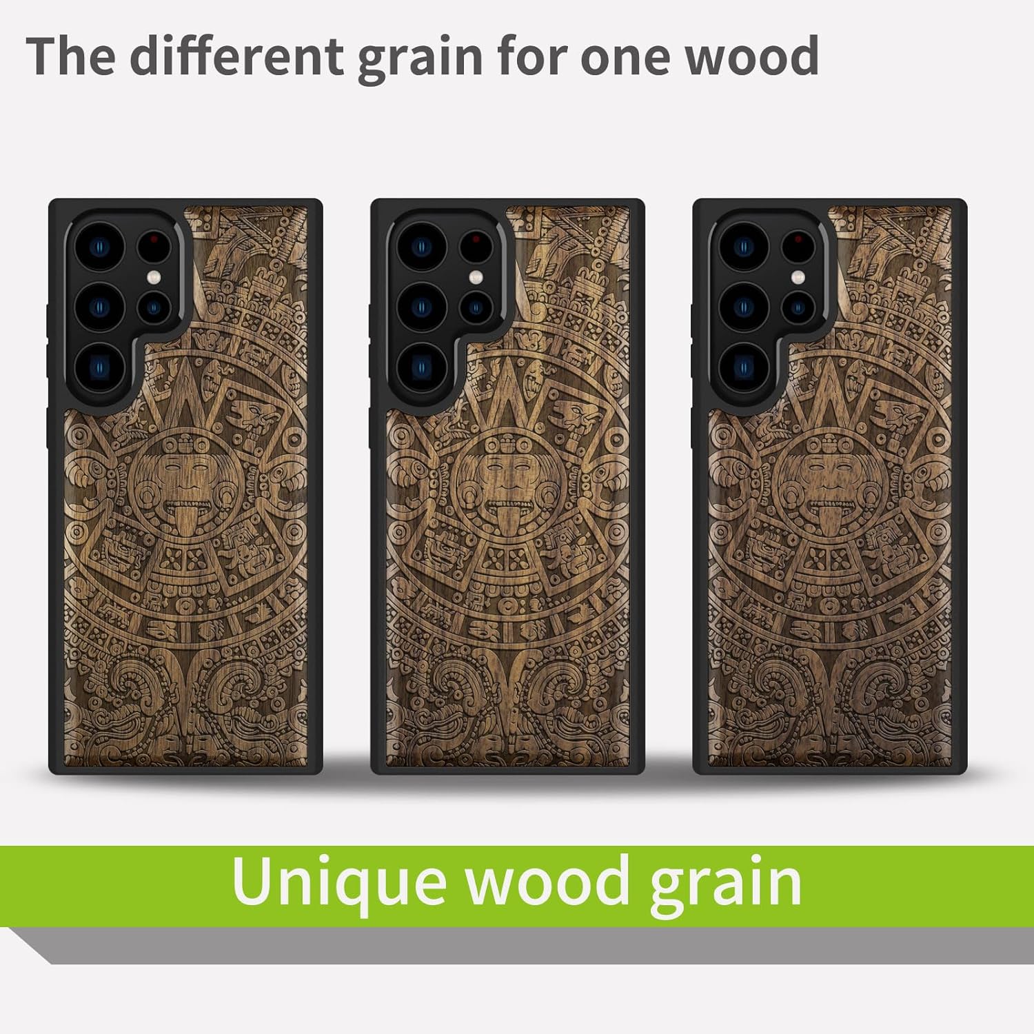 Carveit Carveit Wood Case for Galaxy S24 Ultra 2024 Natural Wood and Black Soft TPU Shockproof Protective Cover Compatible with Samsung S24 Ultra - View 7 of 9