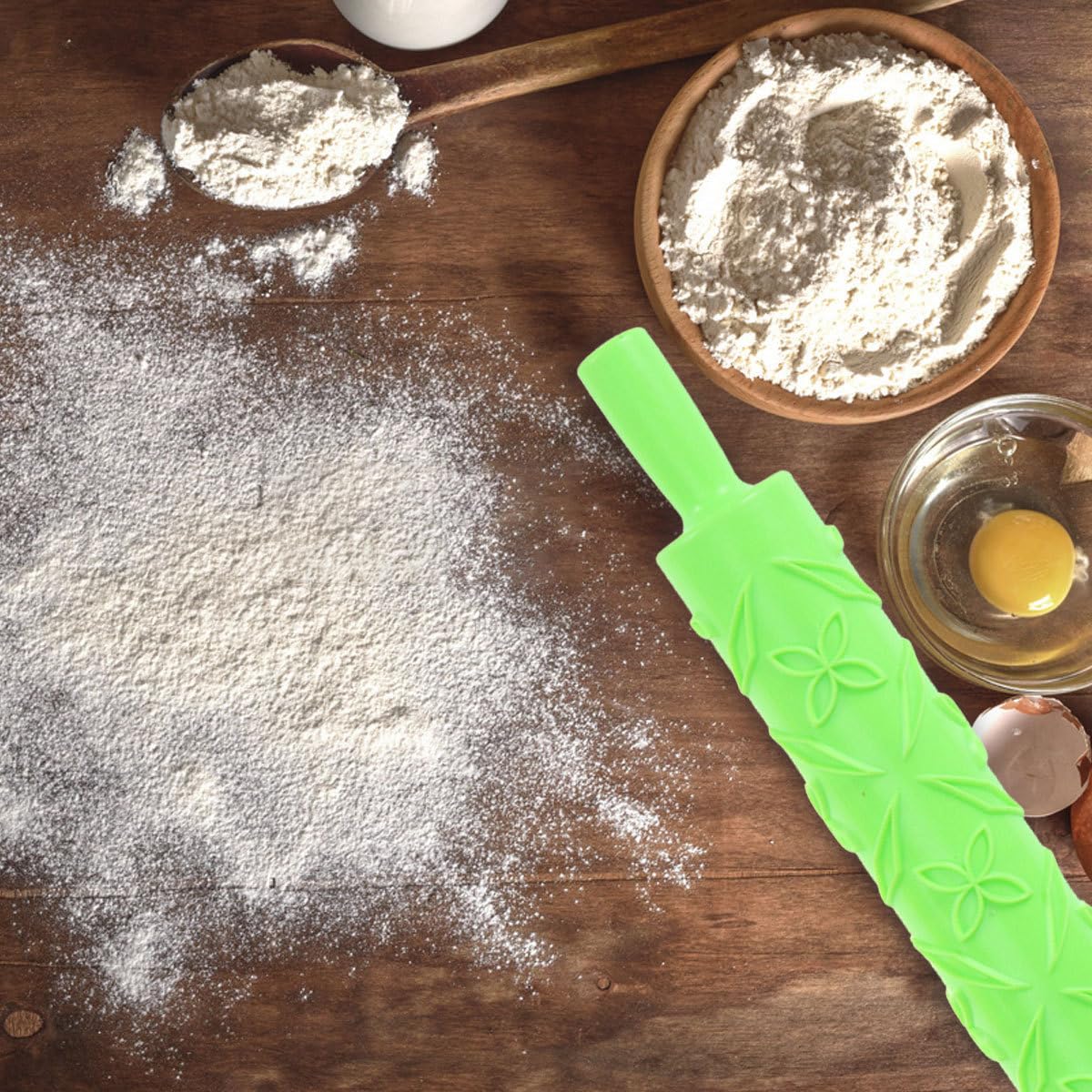 DECHOUS DECHOUS French Rolling Pin for Baking and Crafting Embossed Design Ideal for Pizza Pasta Dumplings and Clay Projects - View 2 of 9