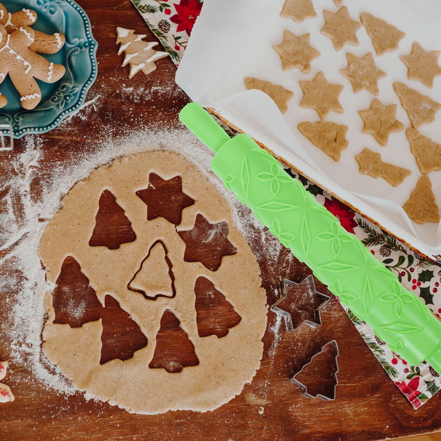 DECHOUS DECHOUS French Rolling Pin for Baking and Crafting Embossed Design Ideal for Pizza Pasta Dumplings and Clay Projects - View 5 of 9