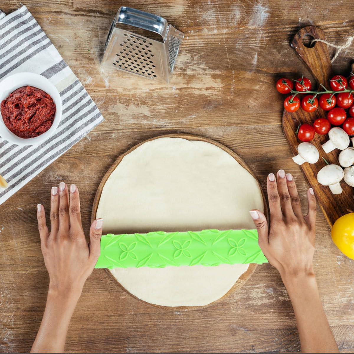 DECHOUS DECHOUS French Rolling Pin for Baking and Crafting Embossed Design Ideal for Pizza Pasta Dumplings and Clay Projects - View 6 of 9