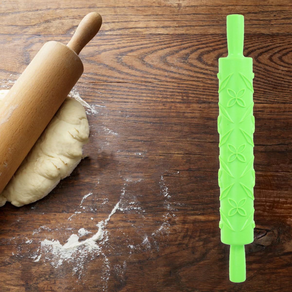 DECHOUS DECHOUS French Rolling Pin for Baking and Crafting Embossed Design Ideal for Pizza Pasta Dumplings and Clay Projects - View 8 of 9