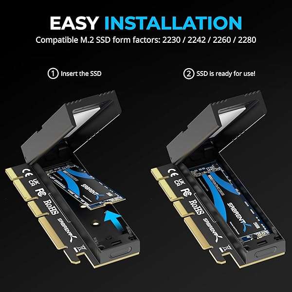 SABRENT Upgrade Your Storage: SABRENT M.2 NVMe SSD to PCIe x16 Adapter with Heatsink - PCIe 5.0 Compatible - View 4 of 8