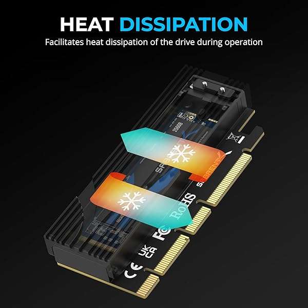 SABRENT Upgrade Your Storage: SABRENT M.2 NVMe SSD to PCIe x16 Adapter with Heatsink - PCIe 5.0 Compatible - View 7 of 8