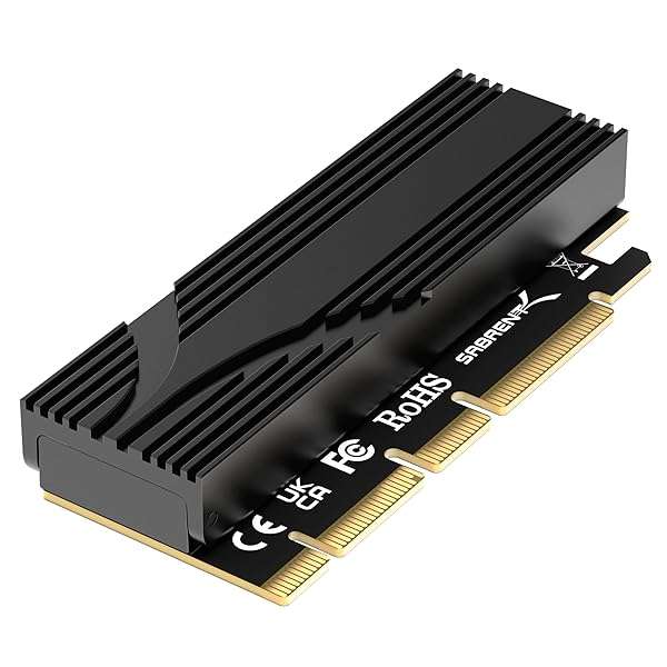 SABRENT Upgrade Your Storage: SABRENT M.2 NVMe SSD to PCIe x16 Adapter with Heatsink - PCIe 5.0 Compatible - View 2 of 8