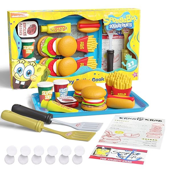 Spongebob Kids Kitchen Playset: Interactive Cooking Fun with Krabby Patty Burgers & Kelp Fries for Ages 3-5