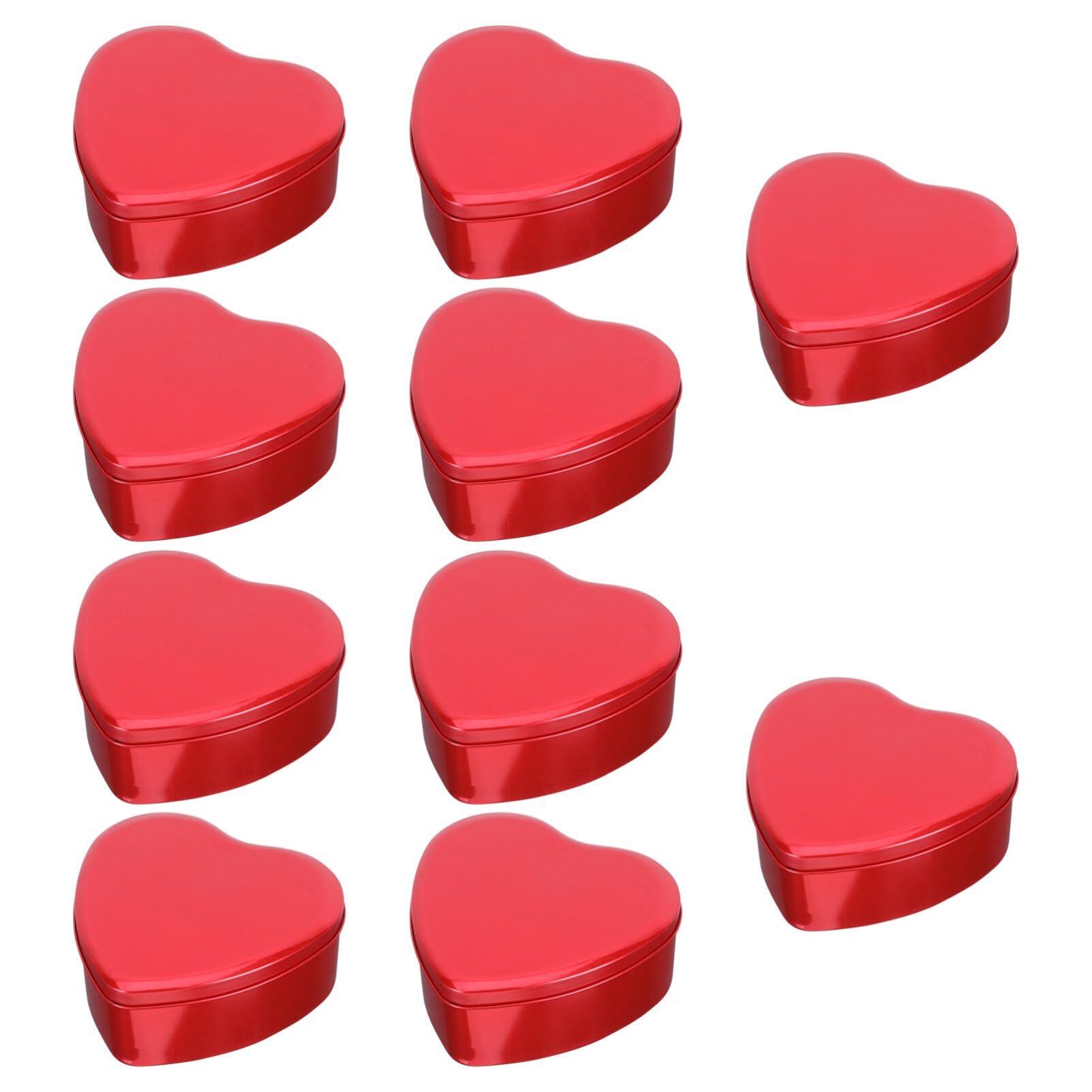 Hemoton 10pcs Red Heart Shaped Metal Tins with Lids for Candies Jars and Treasures Perfect for Gifts and Storage