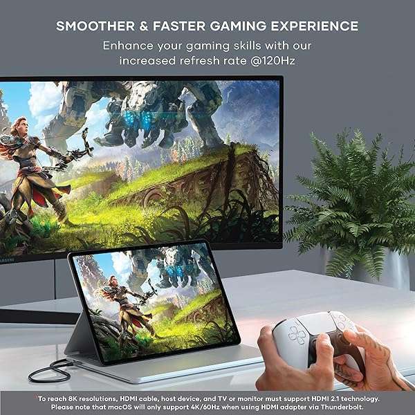 Satechi Buy Satechi USB C to HDMI 2.1 Cable - 8K @ 60Hz, 4K @ 120Hz, Compatible with MacBook Pro, iPad Pro, iPhone 15 (6.5 ft) - View 3 of 8