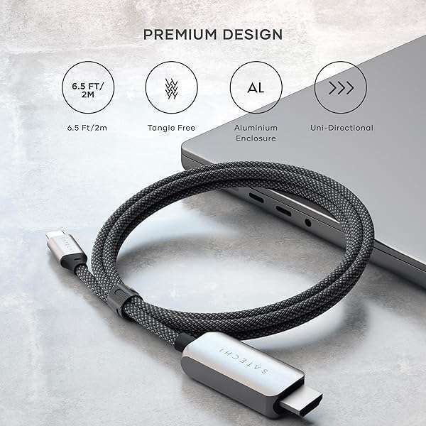 Satechi Buy Satechi USB C to HDMI 2.1 Cable - 8K @ 60Hz, 4K @ 120Hz, Compatible with MacBook Pro, iPad Pro, iPhone 15 (6.5 ft) - View 6 of 8