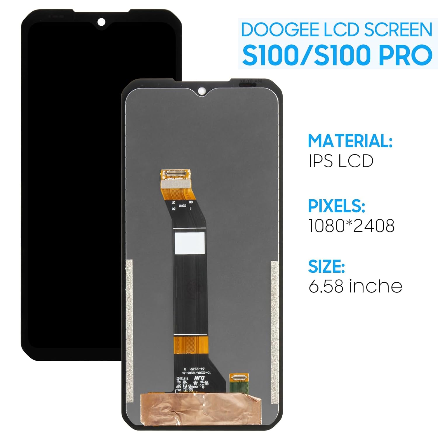 Yondista Doogee S100 S100 Pro Screen Replacement 6.58 Inch LCD Display Touch Digitizer Assembly with Tools - View 2 of 5