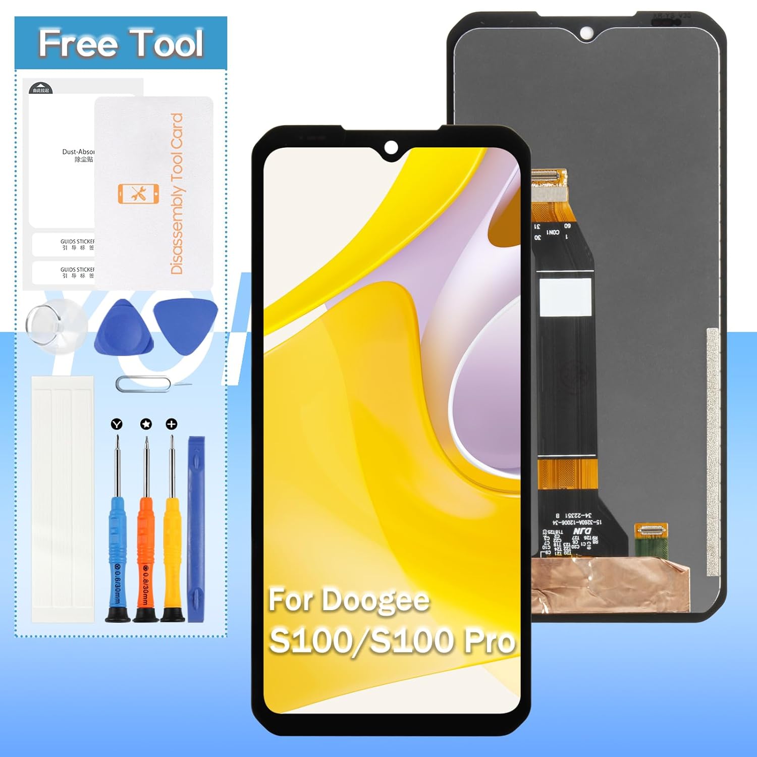Yondista Doogee S100 S100 Pro Screen Replacement 6.58 Inch LCD Display Touch Digitizer Assembly with Tools