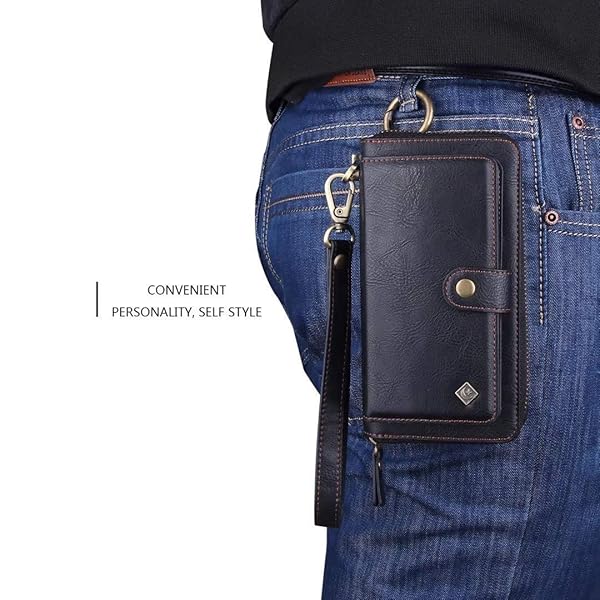 LITOU LITOU Samsung Galaxy S24 Ultra Wallet Case for Men and Women Magnetic Detachable Wristlet Clutch Zipper Leather Flip Case Black - View 10 of 10