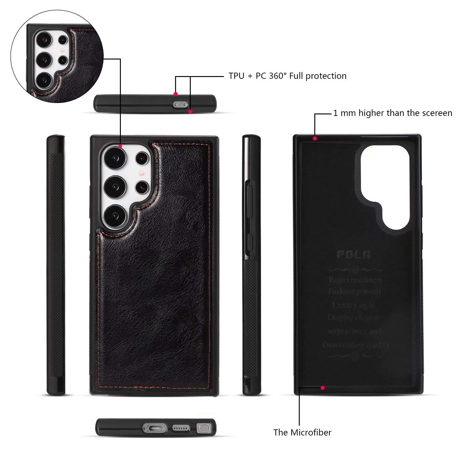 LITOU Samsung Galaxy S24 Wallet Case for Men and Women Magnetic Detachable Wristlet Clutch Zipper Leather Flip Case Black - View 7 of 8