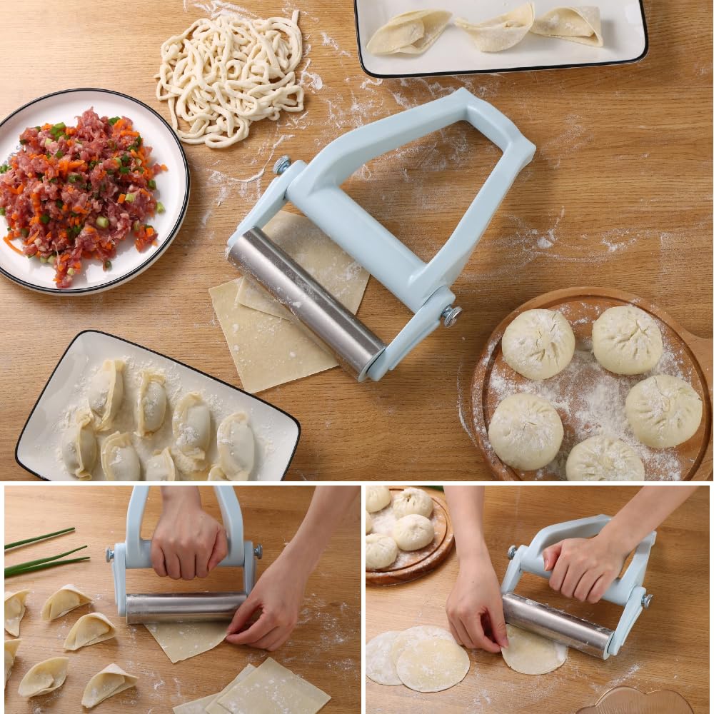 AZpxZpy AZpxZpy Adjustable Rolling Pin 6 Inches Stainless Steel Dough Roller for Baking Pizza Pastry Pasta Fondant Pie Tortillas Dumplings Cookies - View 7 of 8