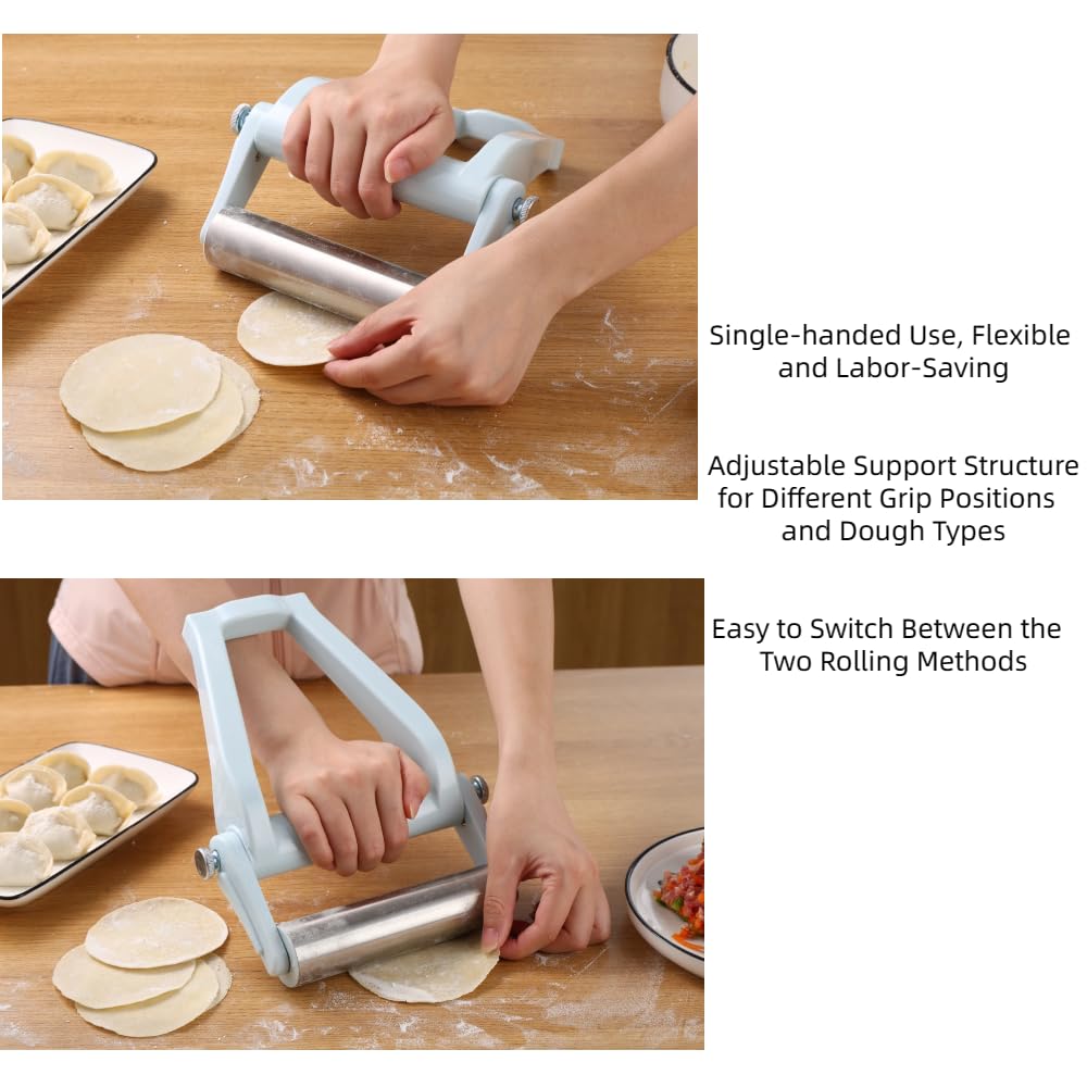 AZpxZpy AZpxZpy Adjustable Rolling Pin 6 Inches Stainless Steel Dough Roller for Baking Pizza Pastry Pasta Fondant Pie Tortillas Dumplings Cookies - View 8 of 8