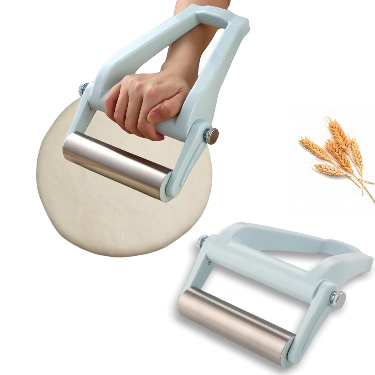 AZpxZpy AZpxZpy Adjustable Rolling Pin 6 Inches Stainless Steel Dough Roller for Baking Pizza Pastry Pasta Fondant Pie Tortillas Dumplings Cookies