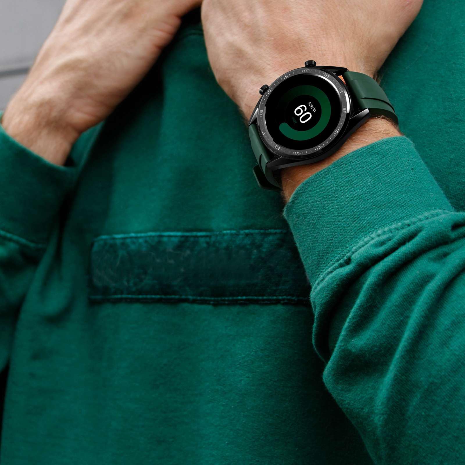 WOCCI WOCCI 22mm Hevea Watch Band FKM Rubber Quick Release Replacement Strap for Men Silver Buckle Green - View 7 of 9