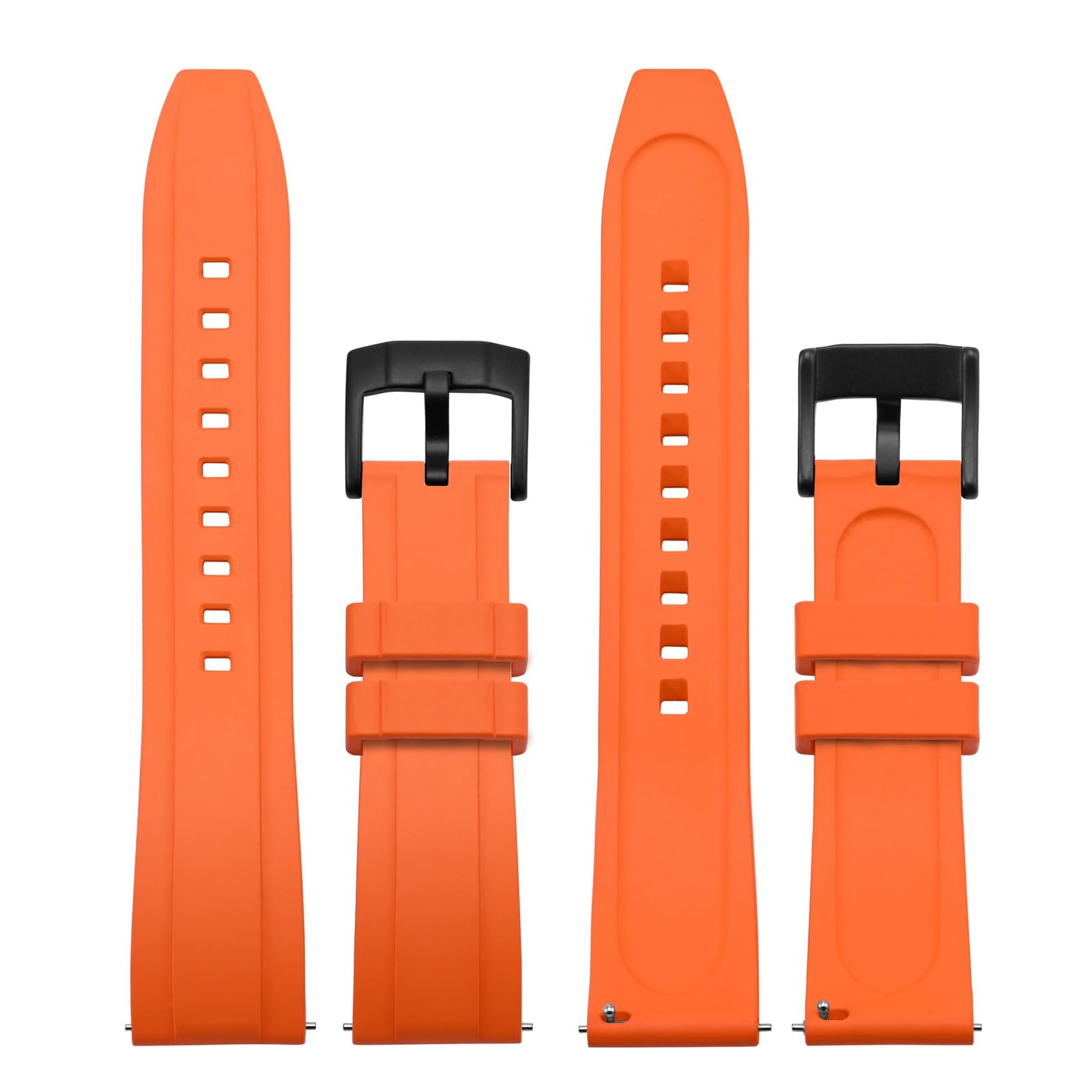 WOCCI WOCCI 24mm Hevea Watch Band FKM Rubber Quick Release Replacement Strap for Men Black Buckle Orange - View 3 of 9